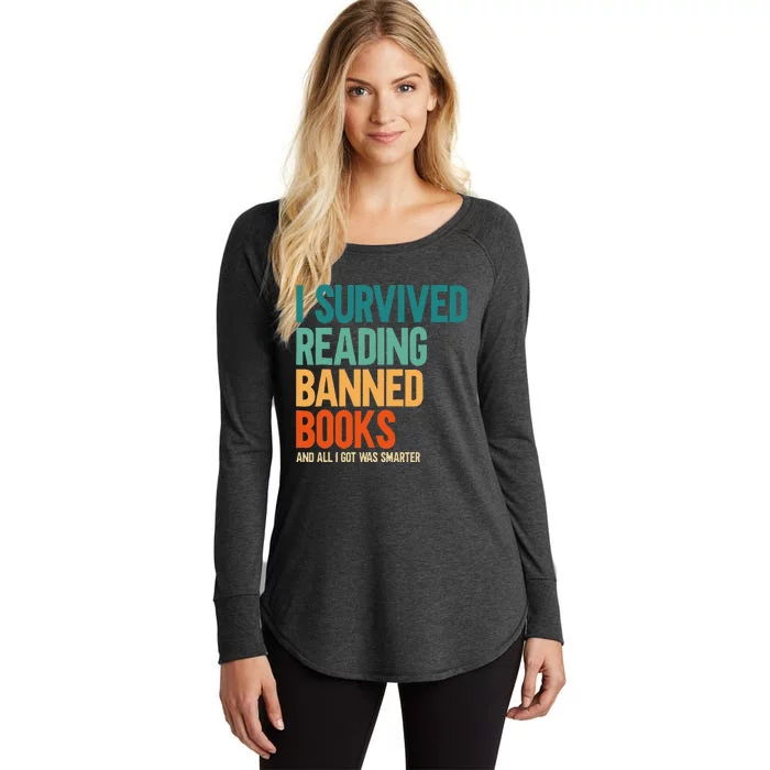 I Survived Reading Banned Books Book Lover Bookaholic Women's Perfect Tri Tunic Long Sleeve Shirt