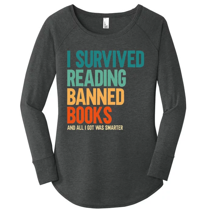 I Survived Reading Banned Books Book Lover Bookaholic Women's Perfect Tri Tunic Long Sleeve Shirt