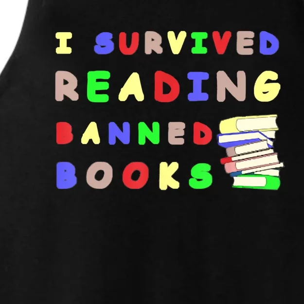 I Survived Reading Banned Books Teacher Librarian Bookworm Ladies Tri-Blend Wicking Tank