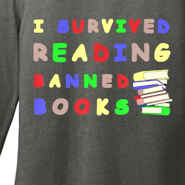 I Survived Reading Banned Books Teacher Librarian Bookworm Womens CVC Long Sleeve Shirt