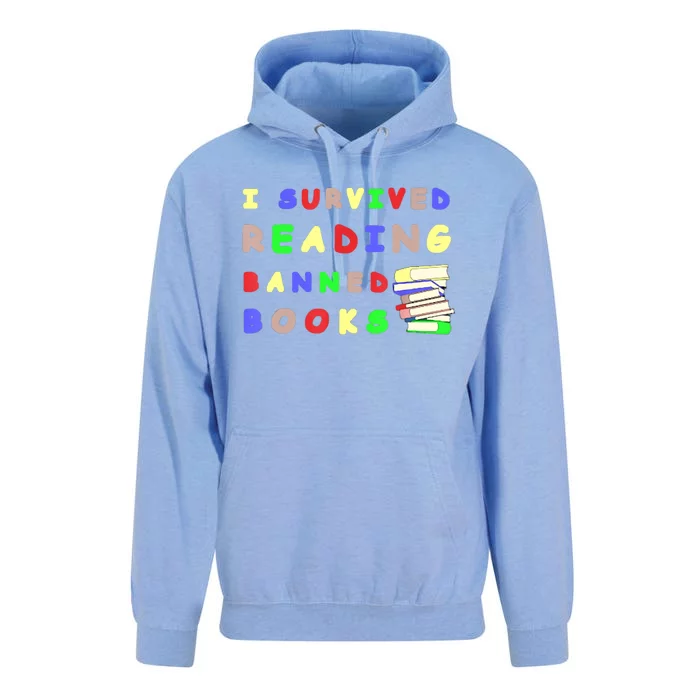 I Survived Reading Banned Books Teacher Librarian Bookworm Unisex Surf Hoodie