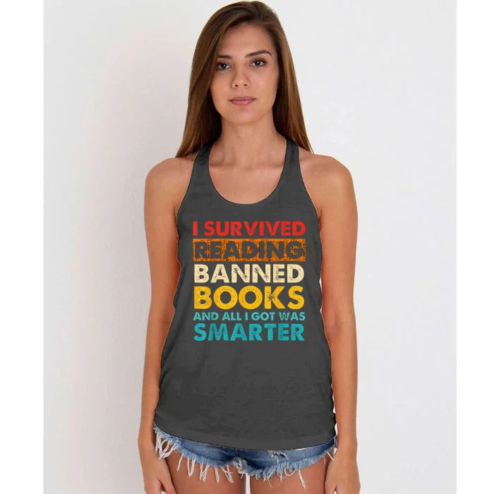 I Survived Reading Banned Books And All I Got Was Smarter Women's Knotted Racerback Tank