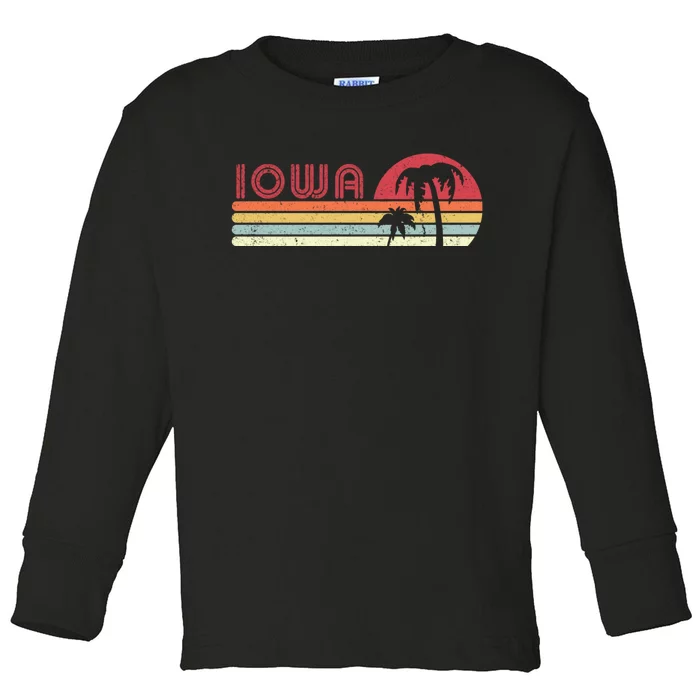 Iowa Shirt. Retro Style IA, USA Toddler Long Sleeve Shirt