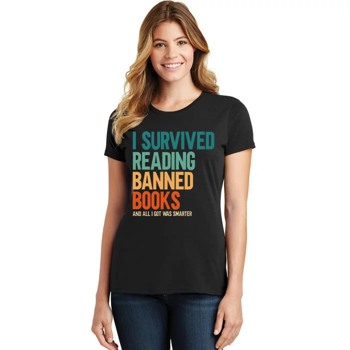 I Survived Reading Banned Books Book Lover Bookaholic Women's T-Shirt