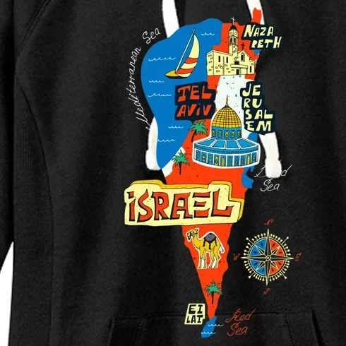 Israel Cartoon Map Women's Fleece Hoodie