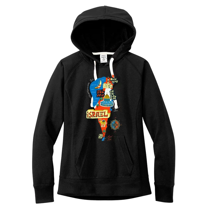 Israel Cartoon Map Women's Fleece Hoodie