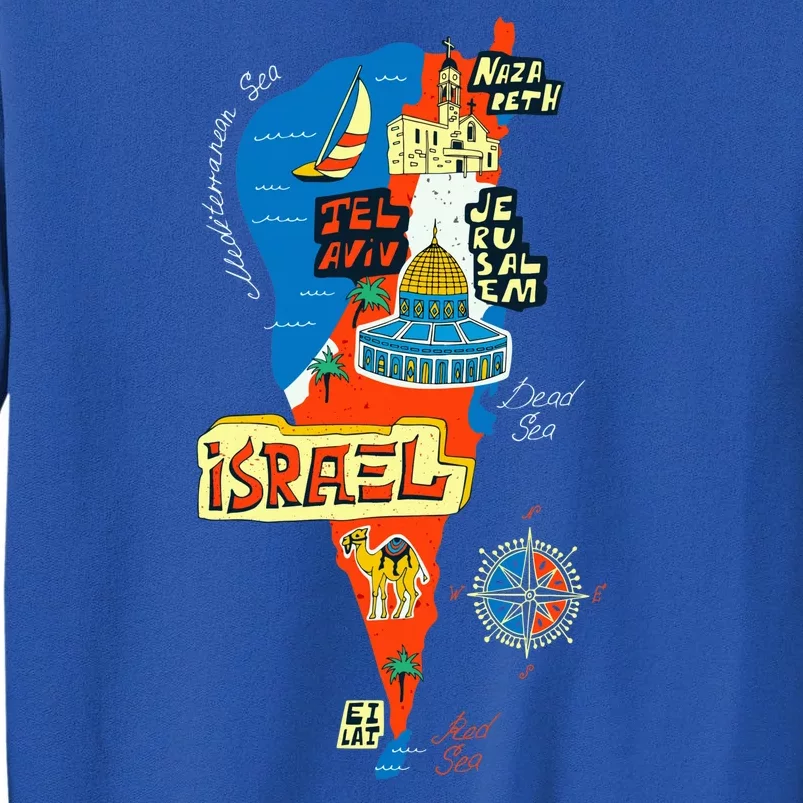 Israel Cartoon Map Tall Sweatshirt