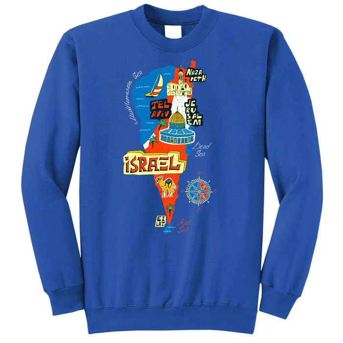 Israel Cartoon Map Tall Sweatshirt