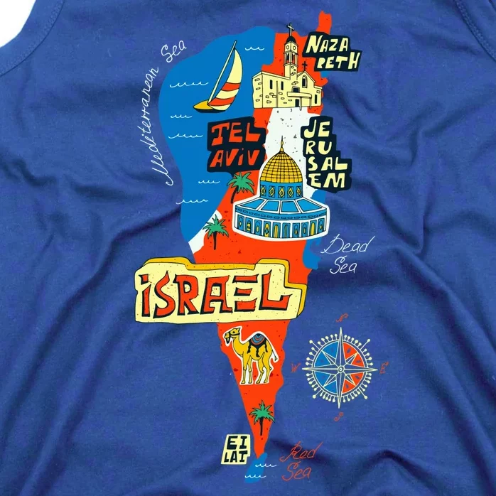 Israel Cartoon Map Tank Top