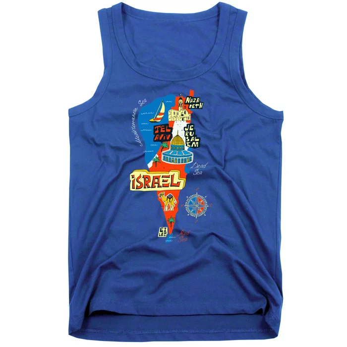 Israel Cartoon Map Tank Top