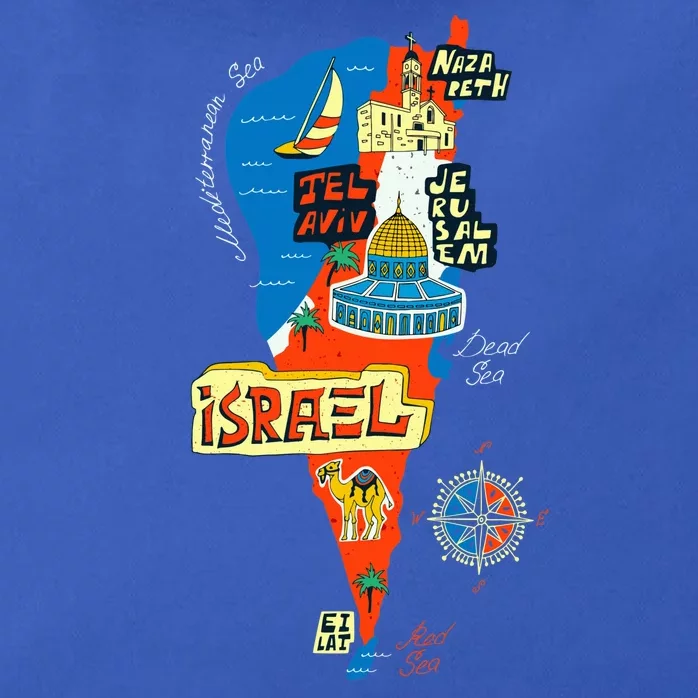 Israel Cartoon Map Zip Tote Bag