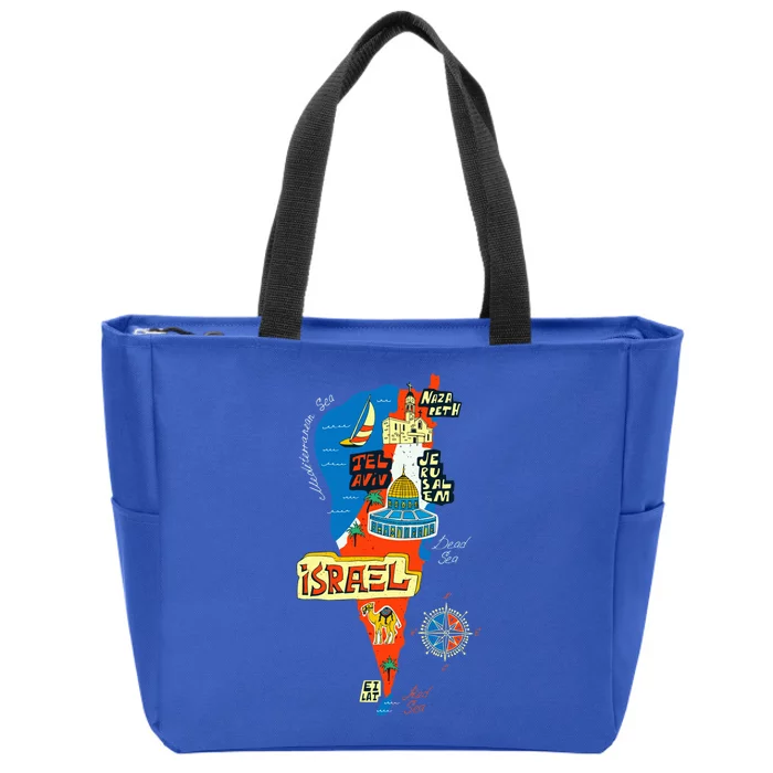 Israel Cartoon Map Zip Tote Bag