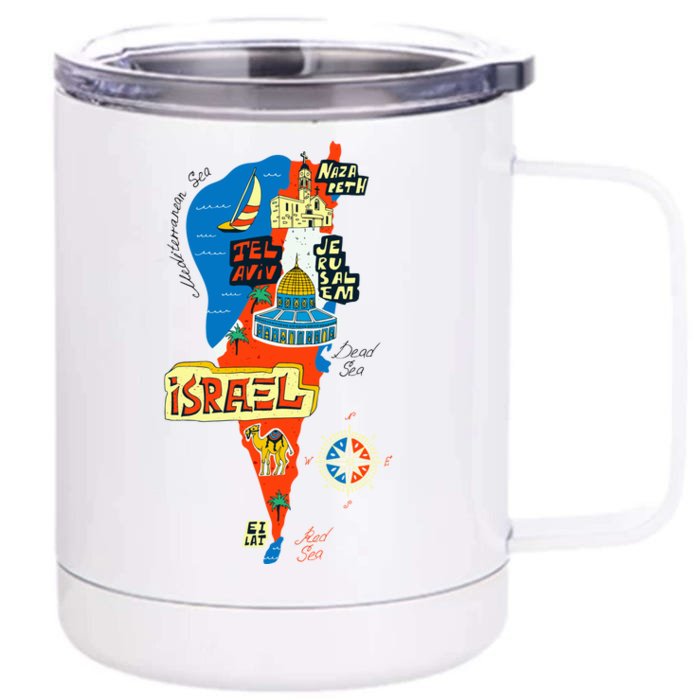 Israel Cartoon Map Front & Back 12oz Stainless Steel Tumbler Cup