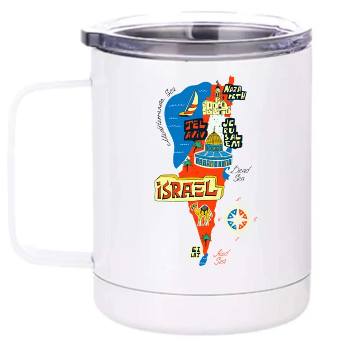 Israel Cartoon Map Front & Back 12oz Stainless Steel Tumbler Cup