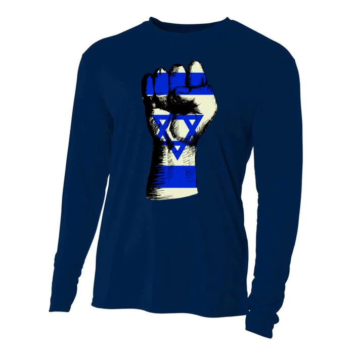 Israel Flag Fist Cooling Performance Long Sleeve Crew