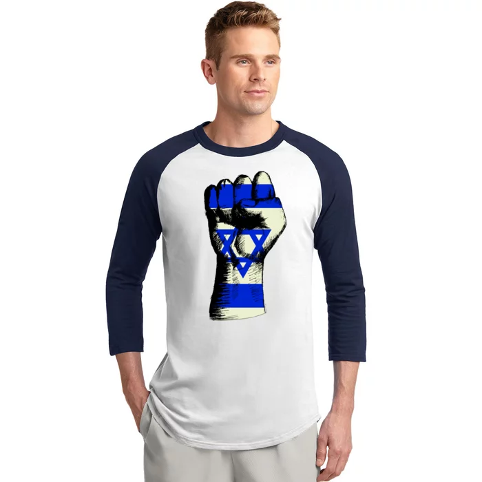 Israel Flag Fist Baseball Sleeve Shirt