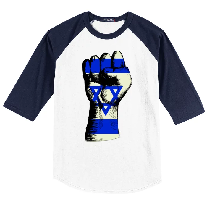 Israel Flag Fist Baseball Sleeve Shirt