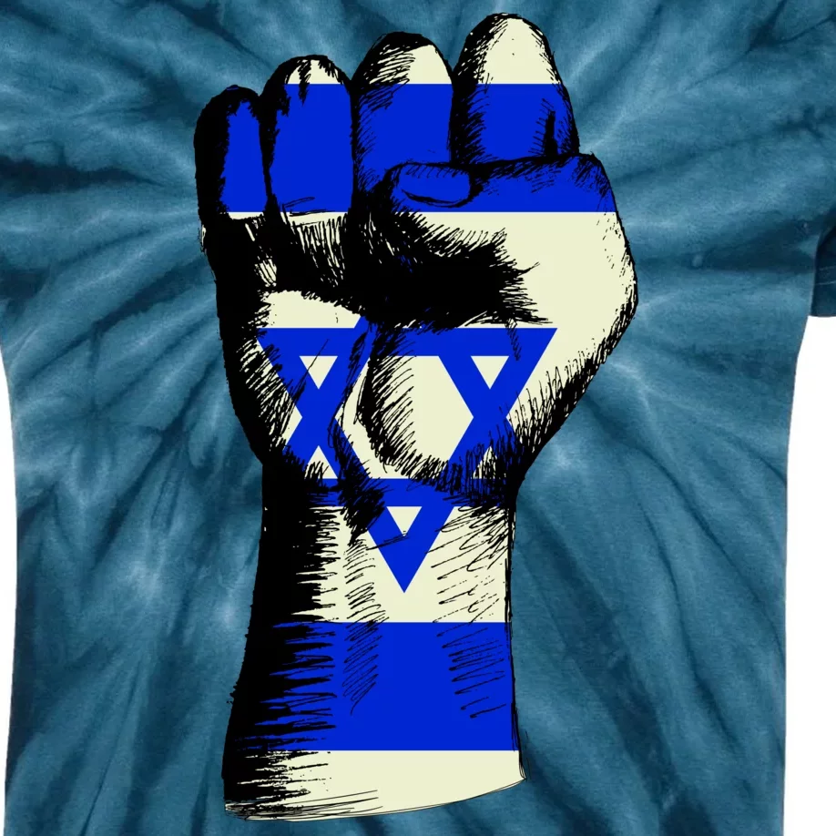 Israel Flag Fist Kids Tie-Dye T-Shirt