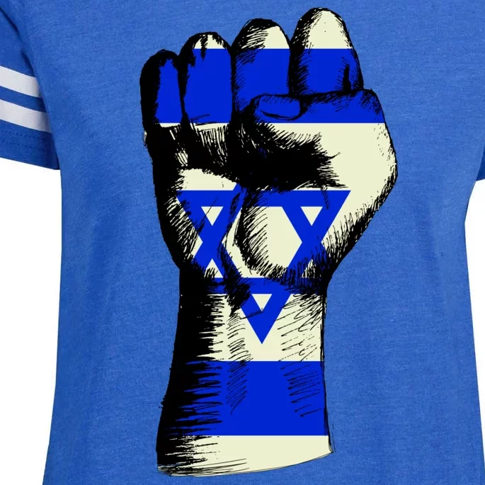 Israel Flag Fist Enza Ladies Jersey Football T-Shirt