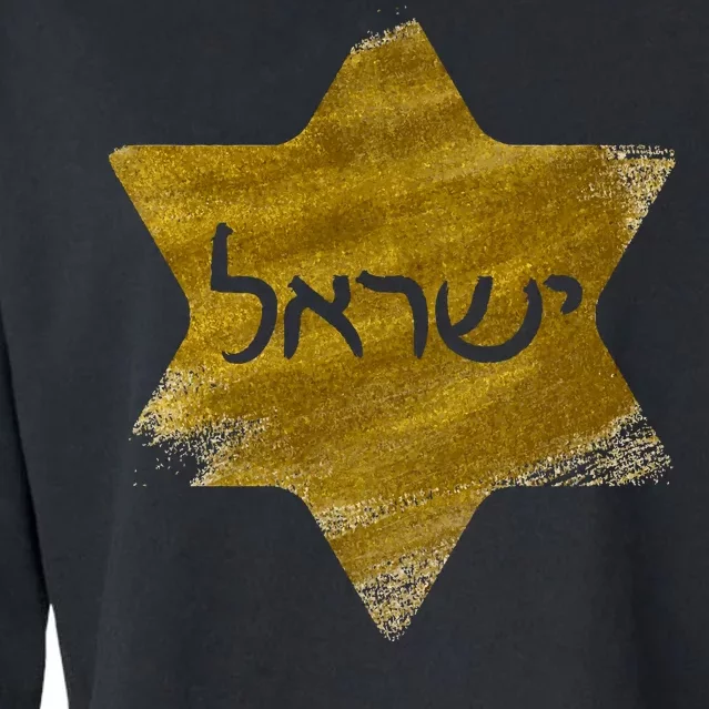 Israel Gold Abstract Cropped Pullover Crew