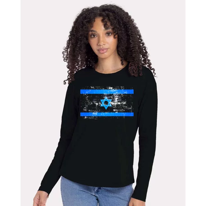 Israel Vintage Flag Womens Cotton Relaxed Long Sleeve T-Shirt