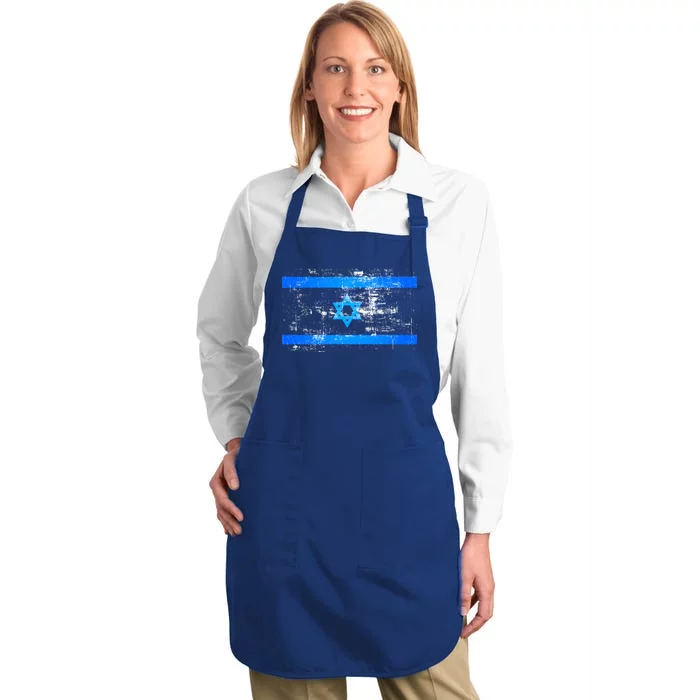 Israel Vintage Flag Full-Length Apron With Pocket