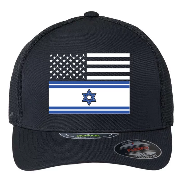 Israeli American Flag Flexfit Unipanel Trucker Cap