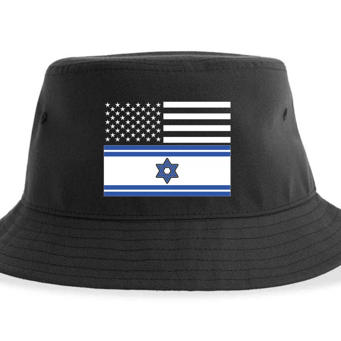 Israeli American Flag Sustainable Bucket Hat