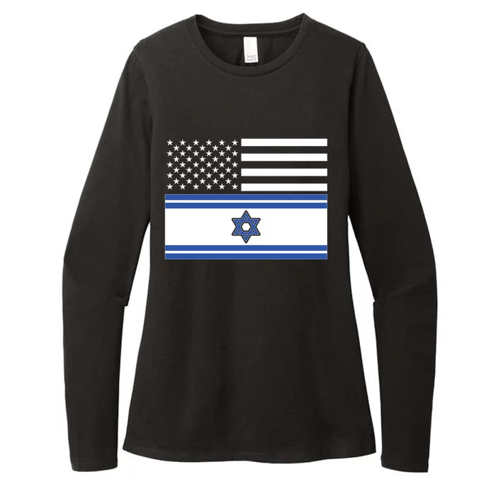 Israeli American Flag Womens CVC Long Sleeve Shirt