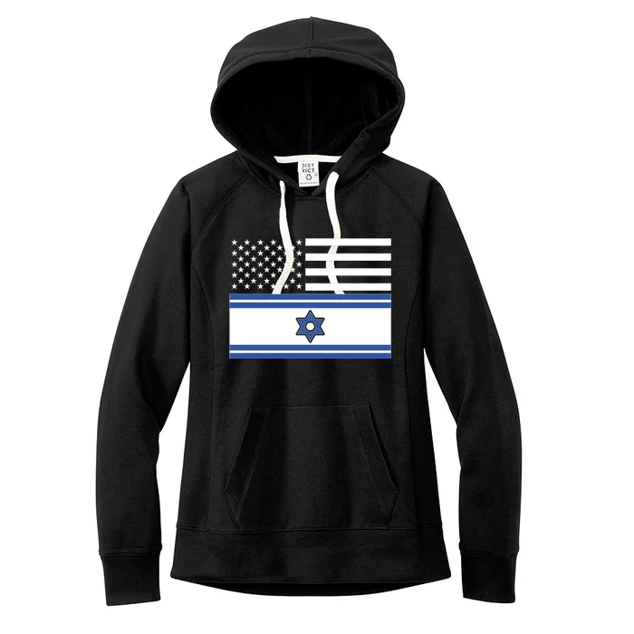 Israeli American Flag Women's Fleece Hoodie