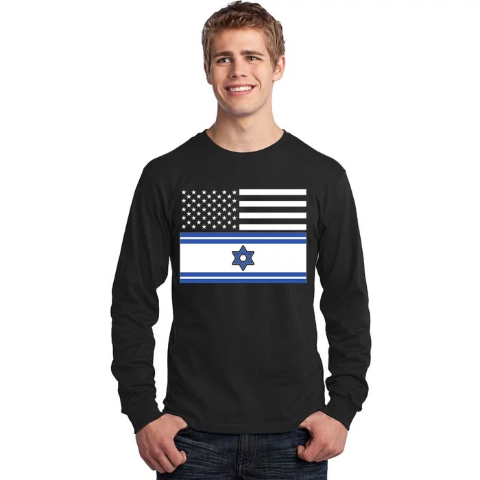 Israeli American Flag Tall Long Sleeve T-Shirt