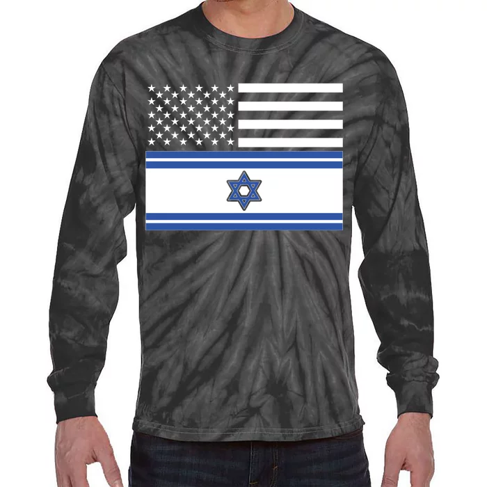 Israeli American Flag Tie-Dye Long Sleeve Shirt