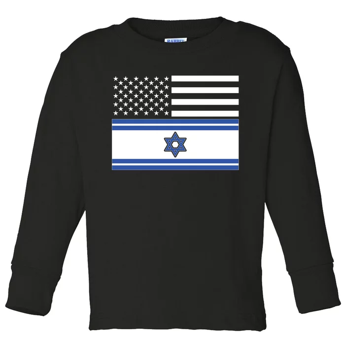 Israeli American Flag Toddler Long Sleeve Shirt