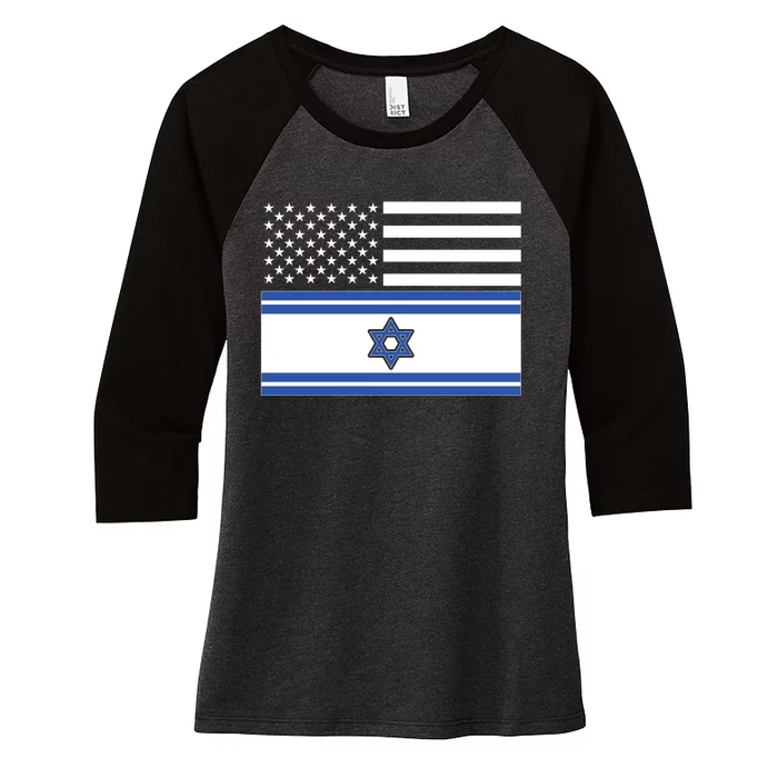 Israeli American Flag Women's Tri-Blend 3/4-Sleeve Raglan Shirt