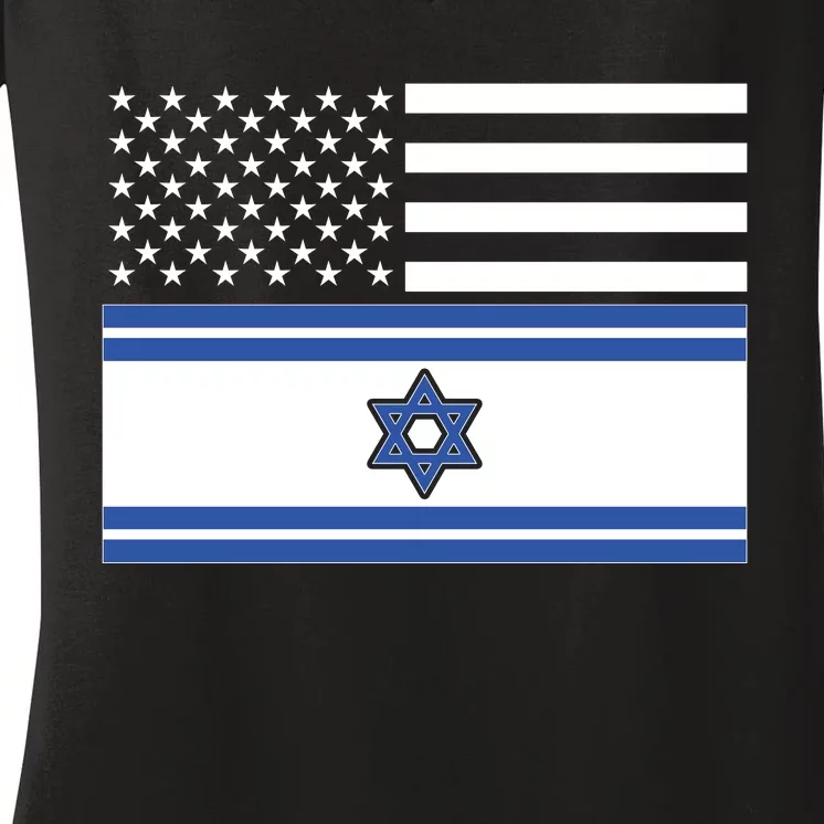 Israeli American Flag Women's V-Neck T-Shirt