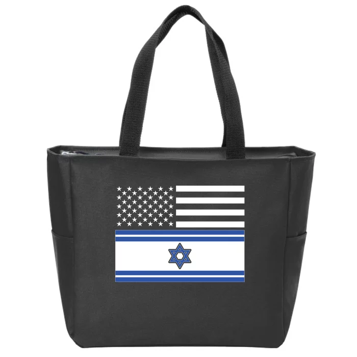 Israeli American Flag Zip Tote Bag