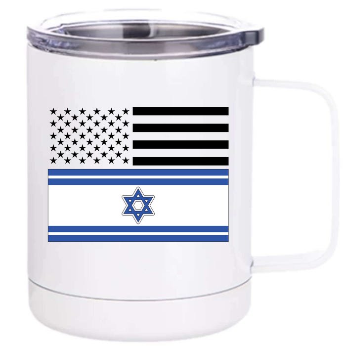 Israeli American Flag Front & Back 12oz Stainless Steel Tumbler Cup