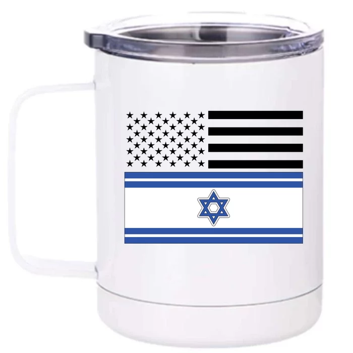 Israeli American Flag Front & Back 12oz Stainless Steel Tumbler Cup