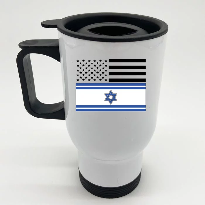 Israeli American Flag Front & Back Stainless Steel Travel Mug