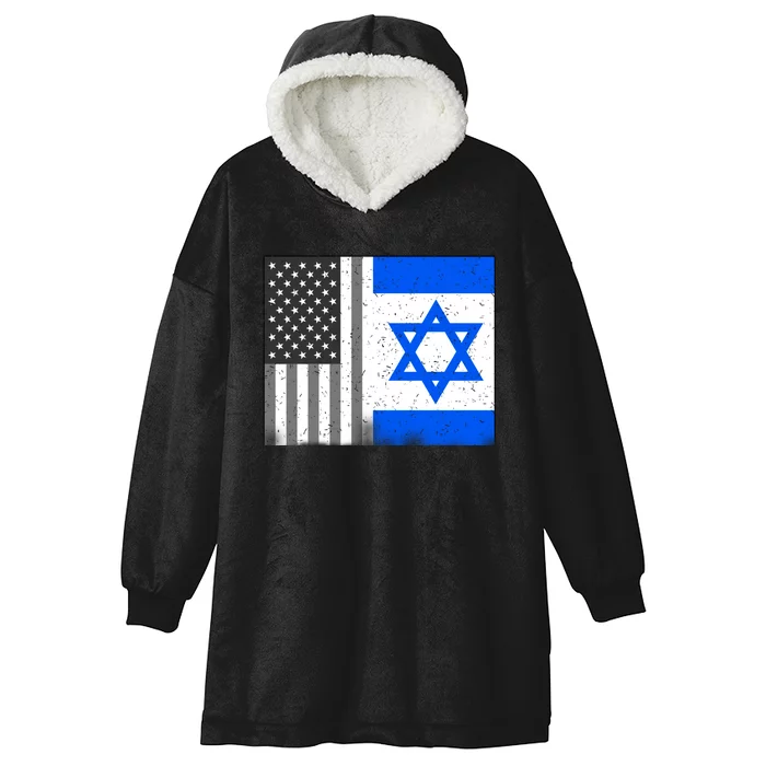 Israeli American Flag Pride Israel USA Hooded Wearable Blanket