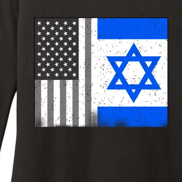 Israeli American Flag Pride Israel USA Womens CVC Long Sleeve Shirt