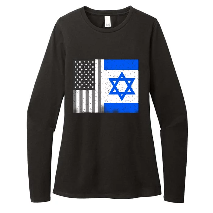 Israeli American Flag Pride Israel USA Womens CVC Long Sleeve Shirt