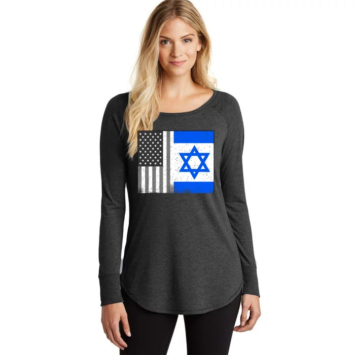 Israeli American Flag Pride Israel USA Women's Perfect Tri Tunic Long Sleeve Shirt