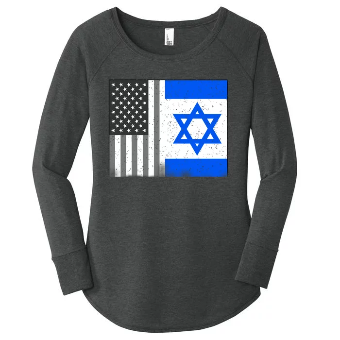 Israeli American Flag Pride Israel USA Women's Perfect Tri Tunic Long Sleeve Shirt