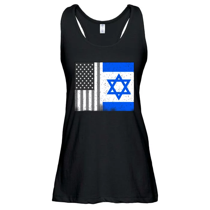 Israeli American Flag Pride Israel USA Ladies Essential Flowy Tank