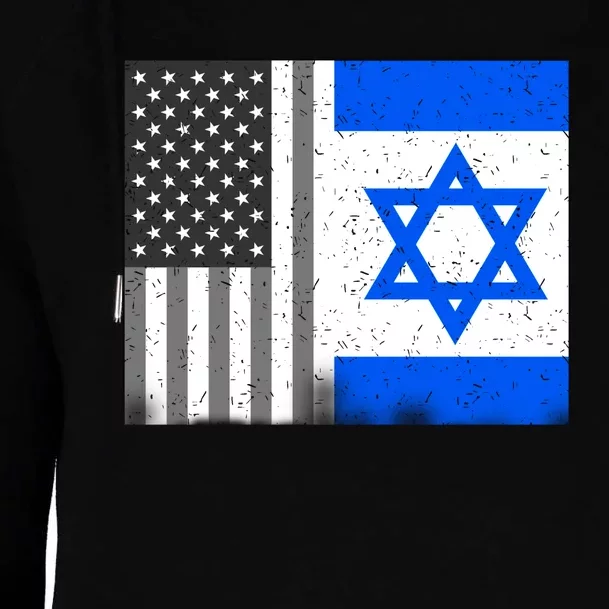 Israeli American Flag Pride Israel USA Womens Funnel Neck Pullover Hood