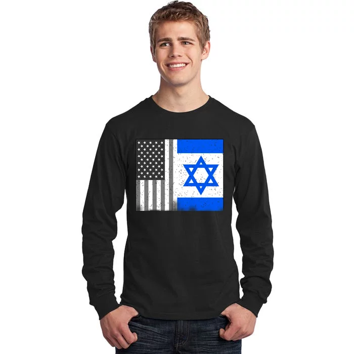 Israeli American Flag Pride Israel USA Tall Long Sleeve T-Shirt