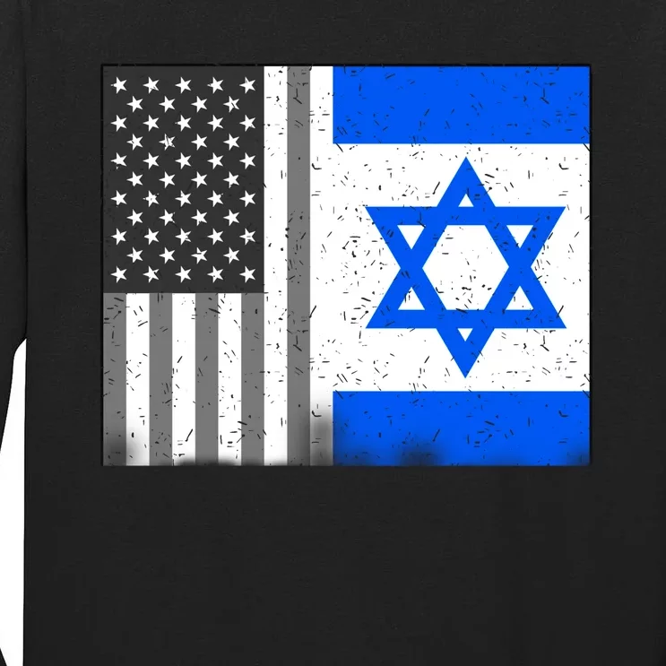 Israeli American Flag Pride Israel USA Tall Long Sleeve T-Shirt