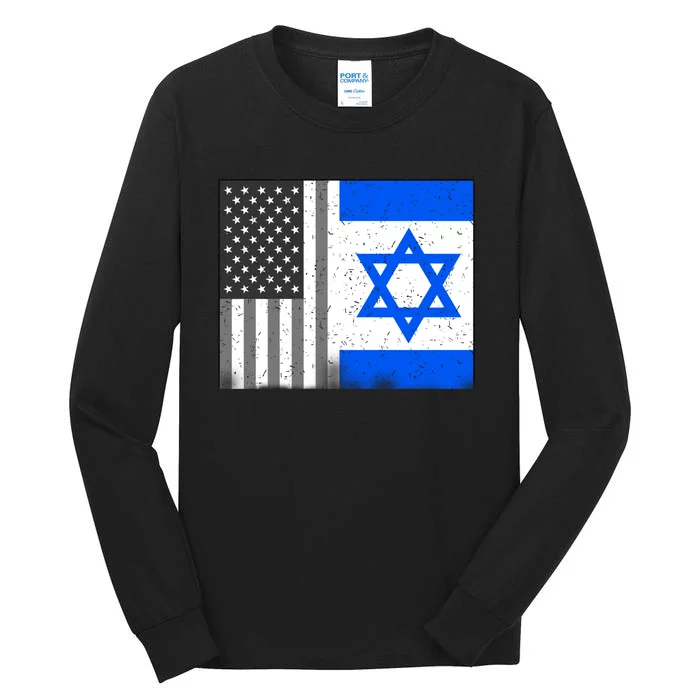 Israeli American Flag Pride Israel USA Tall Long Sleeve T-Shirt