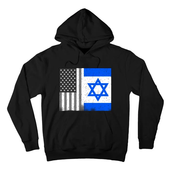 Israeli American Flag Pride Israel USA Tall Hoodie